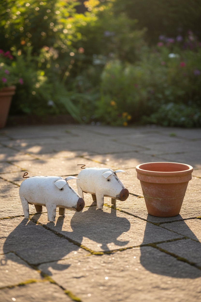 Recycled Metal Pigs - Set of Two
