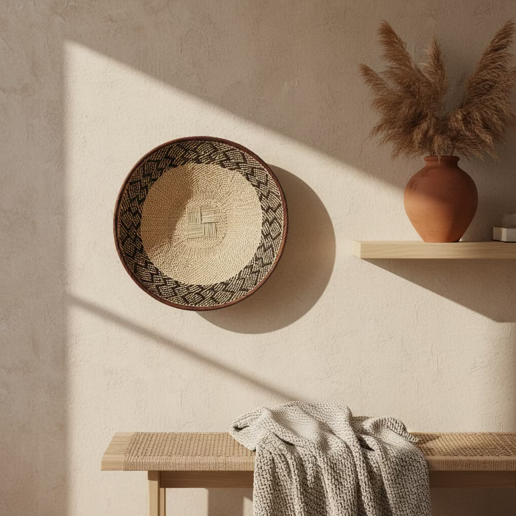 Handwoven Ilala Palm Wall Basket
