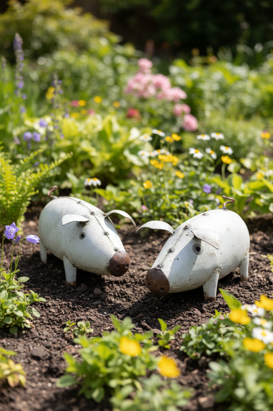 Recycled Metal Pigs - Set of Two